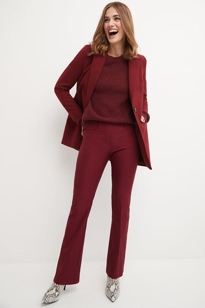 rekucci Barely Bootcut Pants with Fake Pockets burgundy