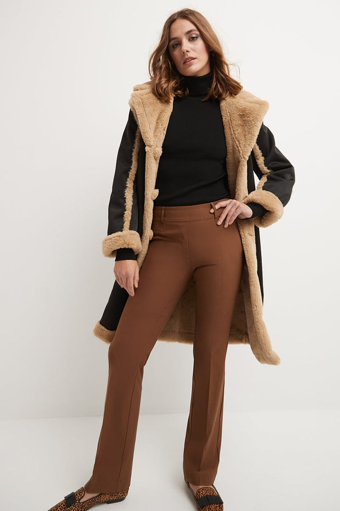 Rekucci Barely Bootcut Pants With Fake Pockets Chestnut