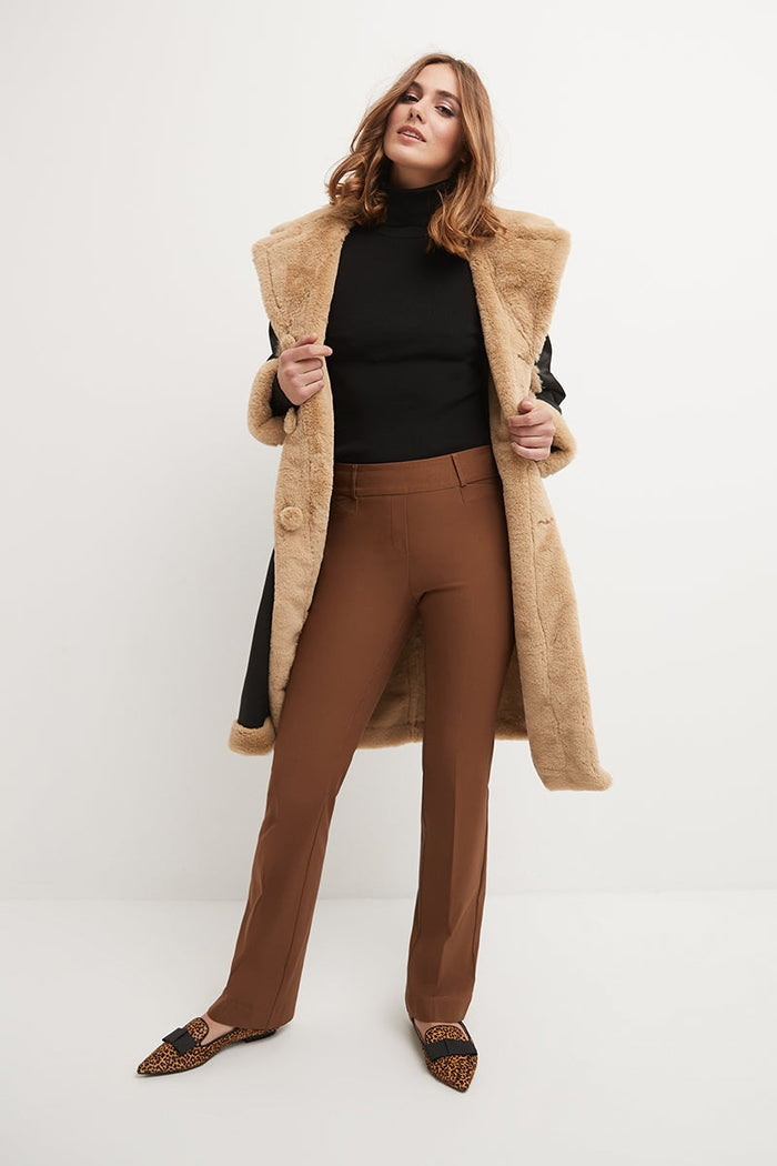 Rekucci Barely Bootcut Pants With Fake Pockets Chestnut