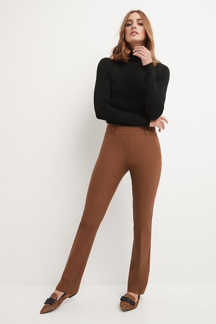 rekucci Barely Bootcut Pants with Fake Pockets chestnut