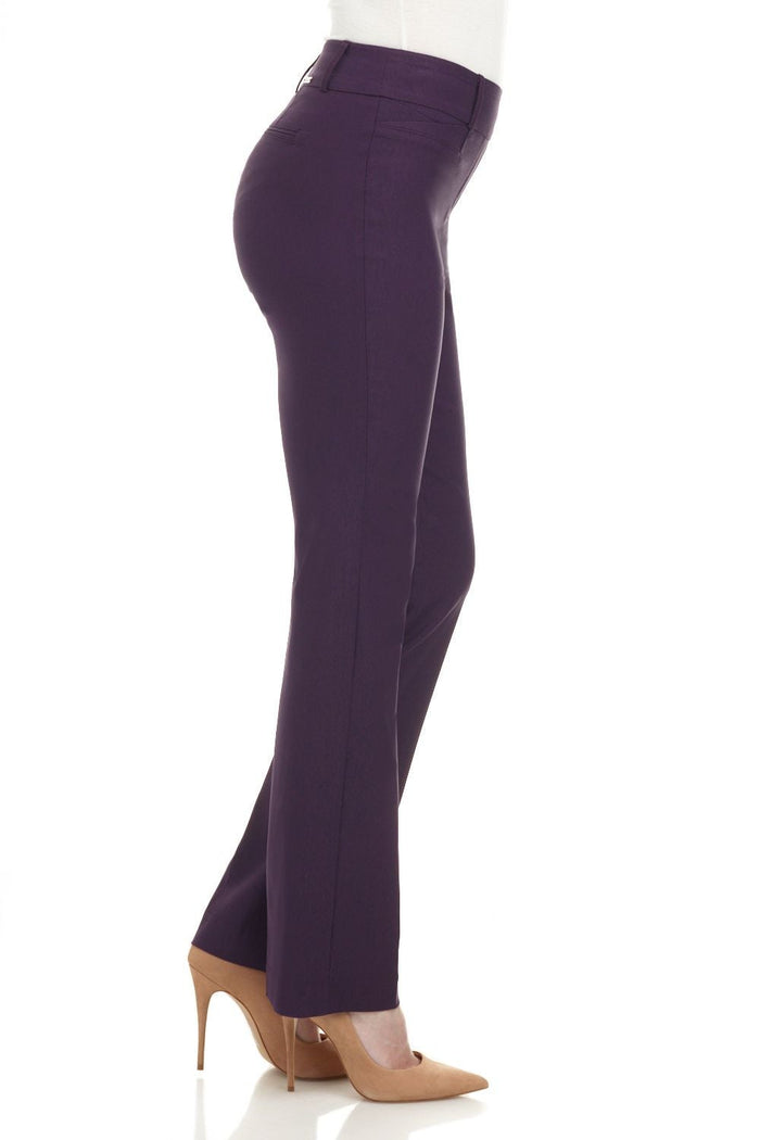 rekucci Barely Bootcut Pants With Fake Pockets Deep-plum