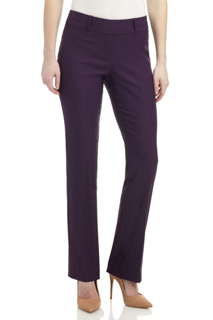 rekucci Barely Bootcut Pants with Fake Pockets deep-plum