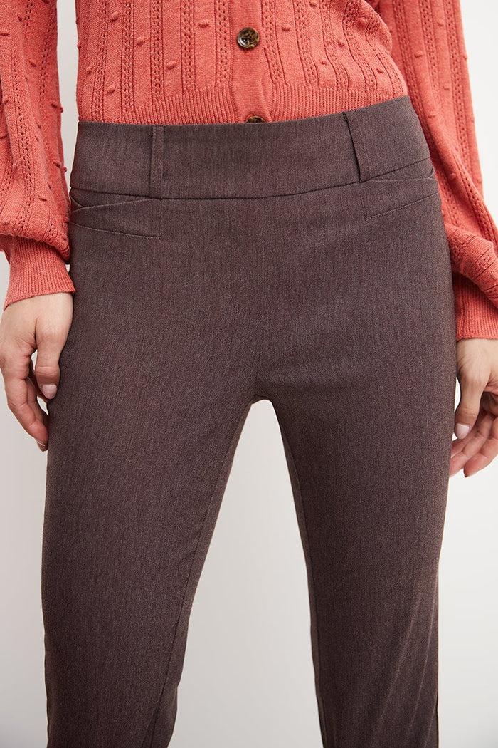 Rekucci Barely Bootcut Pants With Fake Pockets Heather-brown