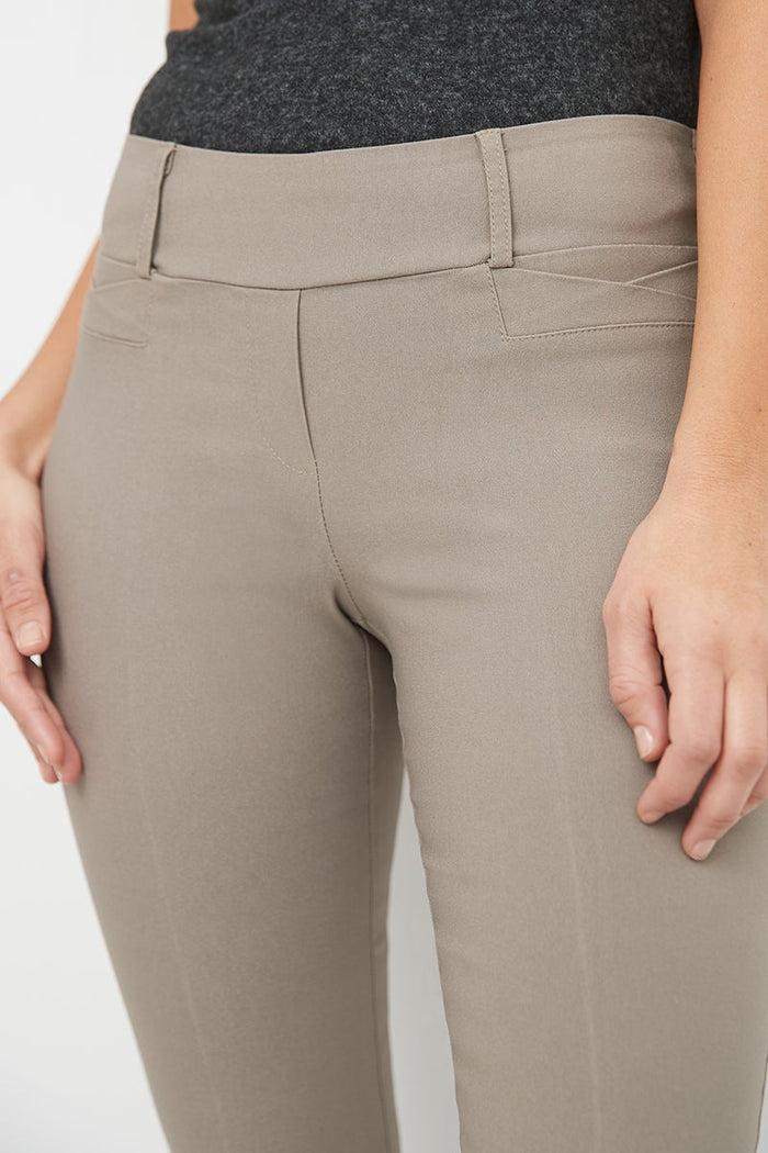 Rekucci Barely Bootcut Pants With Fake Pockets Oatmeal