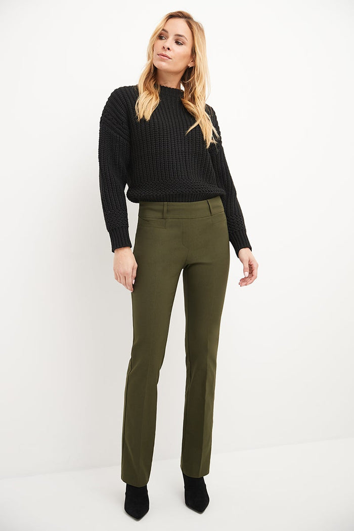 Rekucci Barely Bootcut Pants With Fake Pockets Olive
