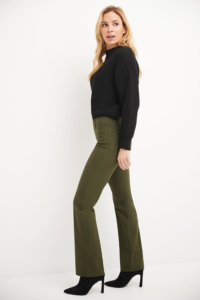 Rekucci Barely Bootcut Pants With Fake Pockets Olive