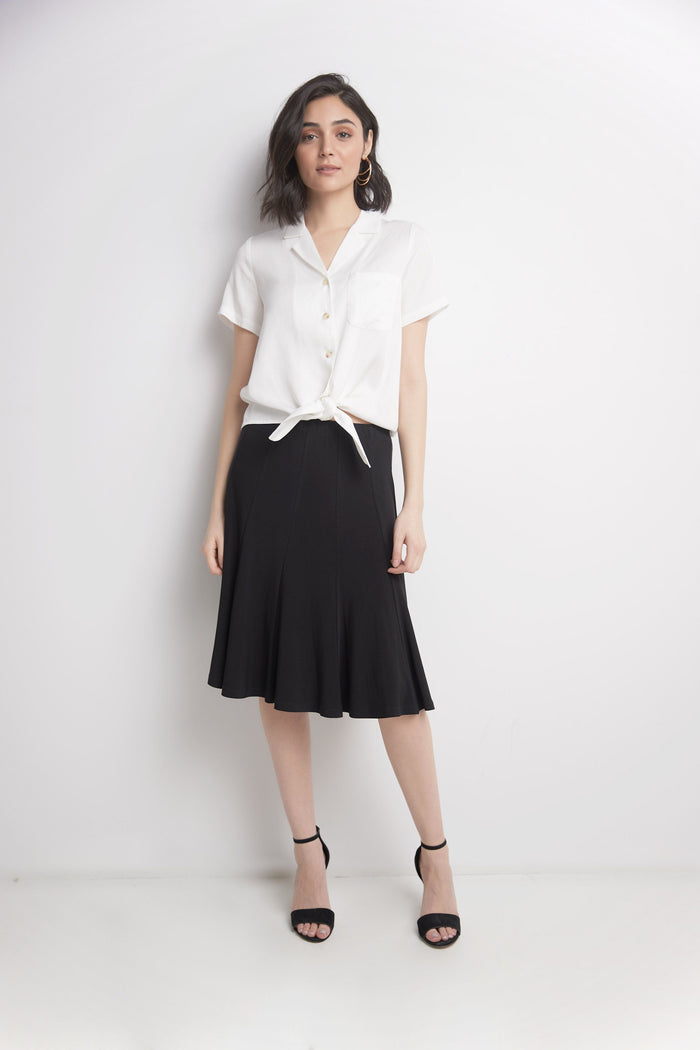 Rekucci Bell Shaped Long Skirt With Flippy Flare Black
