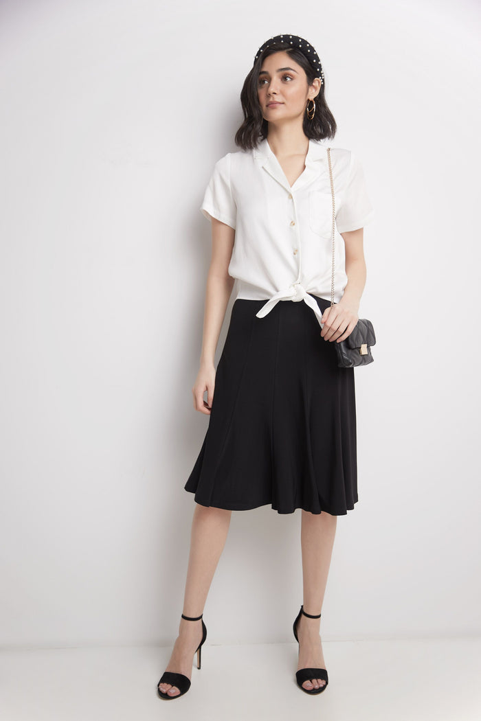 Rekucci Bell Shaped Long Skirt With Flippy Flare Black