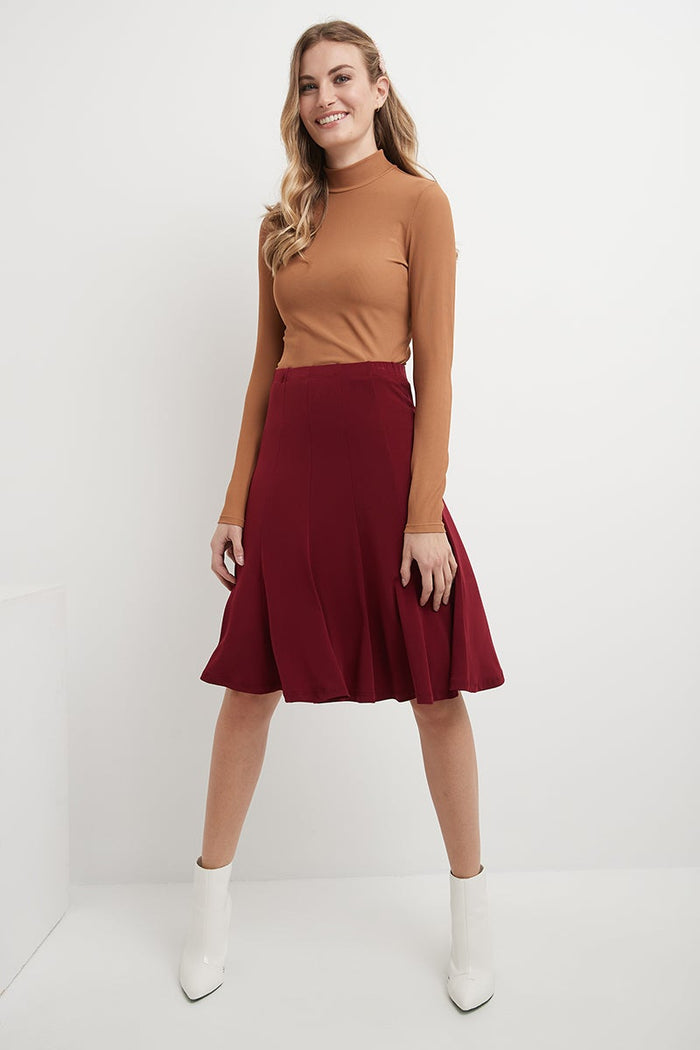 Rekucci Bell Shaped Long Skirt With Flippy Flare Burgundy