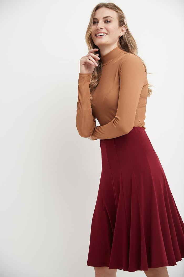 rekucci Bell Shaped Long Skirt with Flippy Flare burgundy