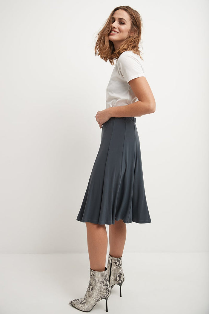 Rekucci Bell Shaped Long Skirt With Flippy Flare Charcoal