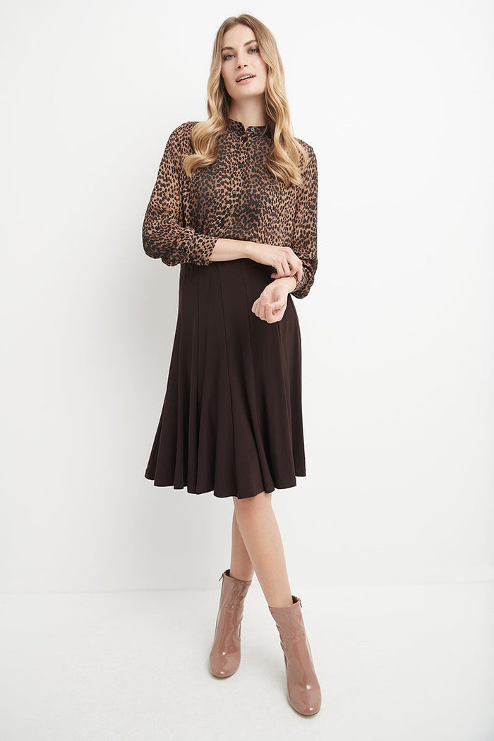 rekucci Bell Shaped Long Skirt with Flippy Flare espresso