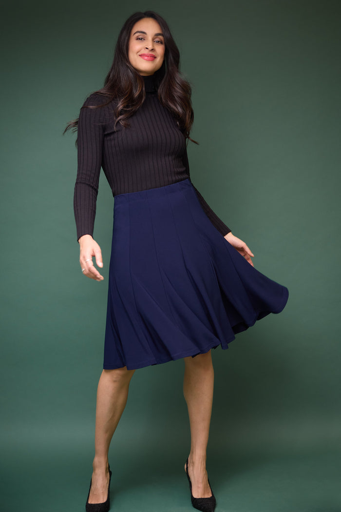 Rekucci Bell Shaped Long Skirt With Flippy Flare Navy-6402