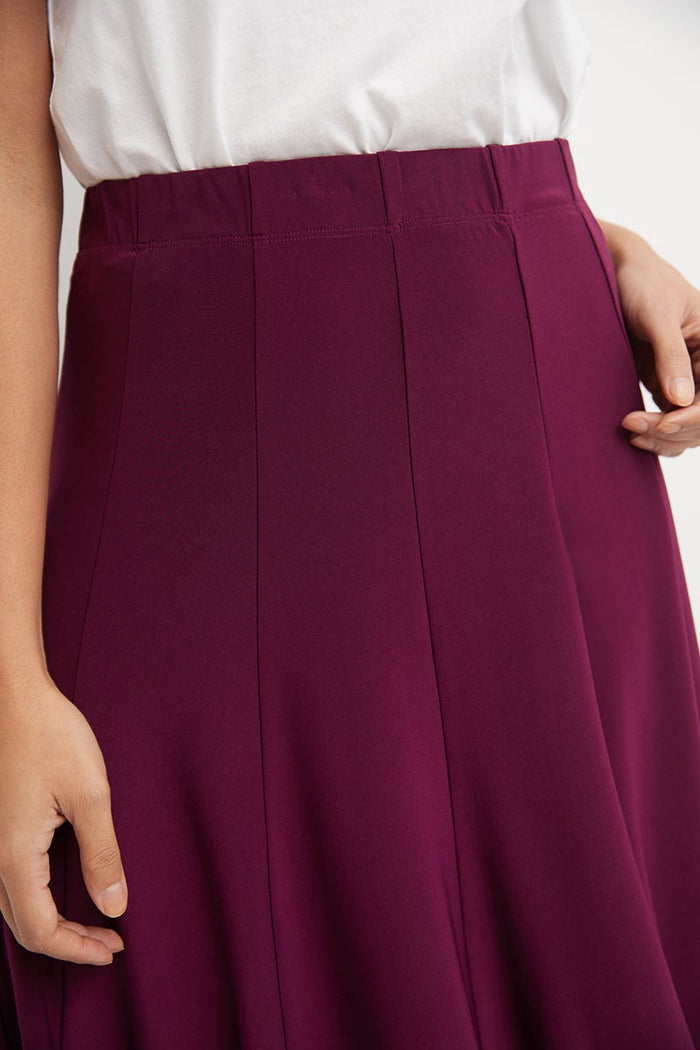 Rekucci Bell Shaped Long Skirt With Flippy Flare Wine