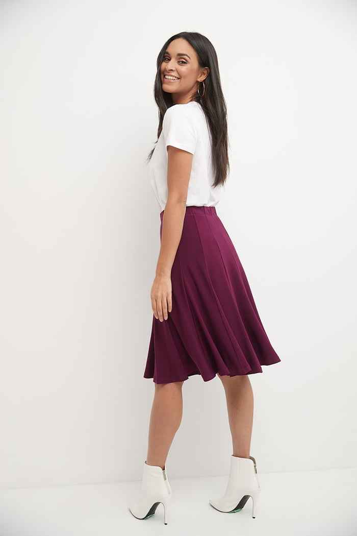 Rekucci Bell Shaped Long Skirt With Flippy Flare Wine