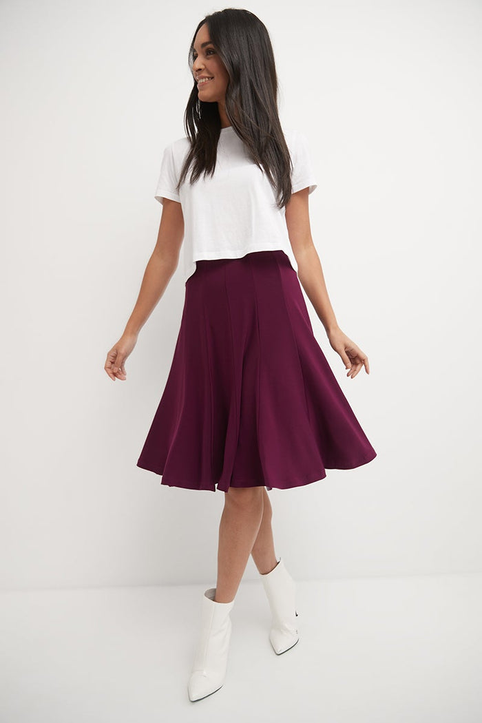Rekucci Bell Shaped Long Skirt With Flippy Flare Wine