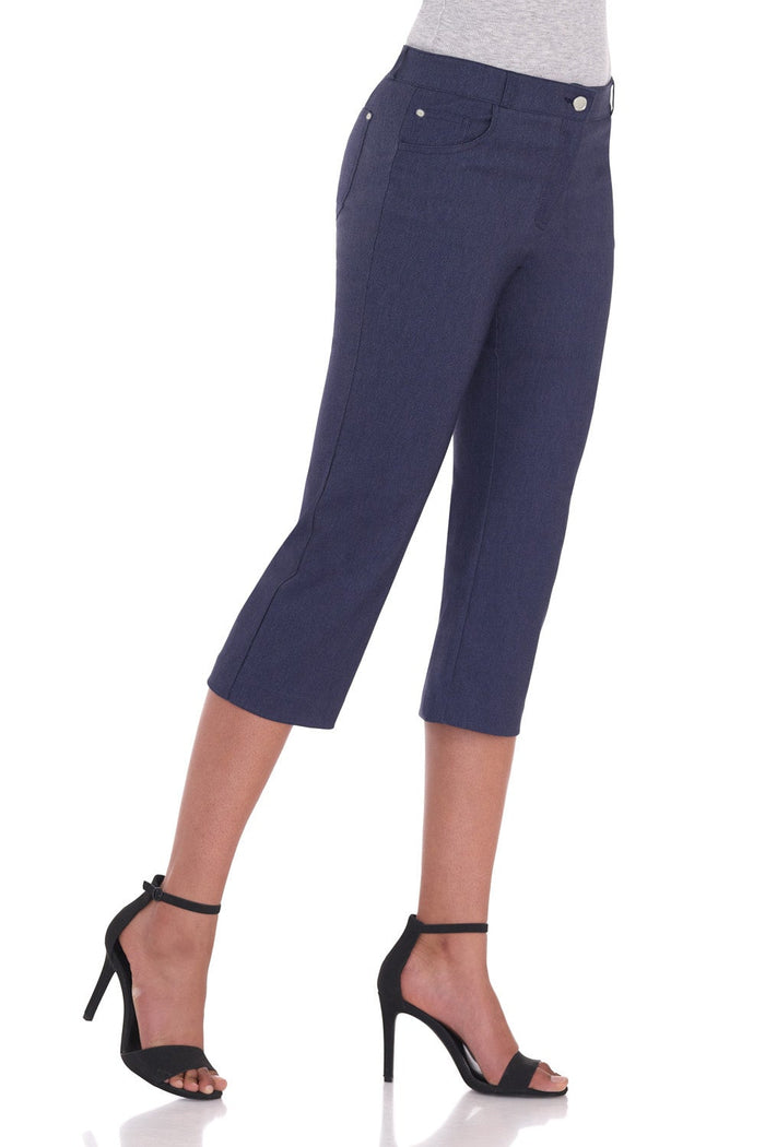 Rekucci Chic Capris With 5 Pockets And Zipper Closure Indigo