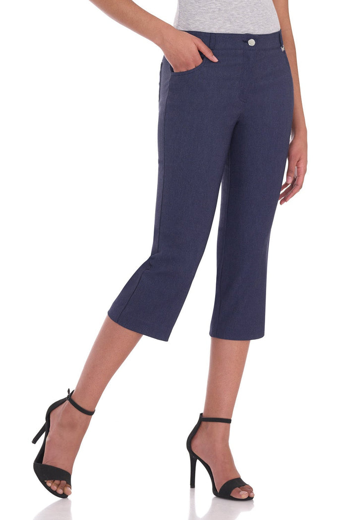 rekucci Chic Capris with 5 Pockets and Zipper Closure indigo