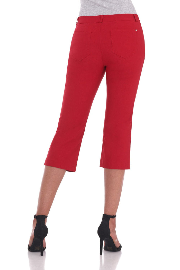 Rekucci Chic Capris With 5 Pockets And Zipper Closure Red