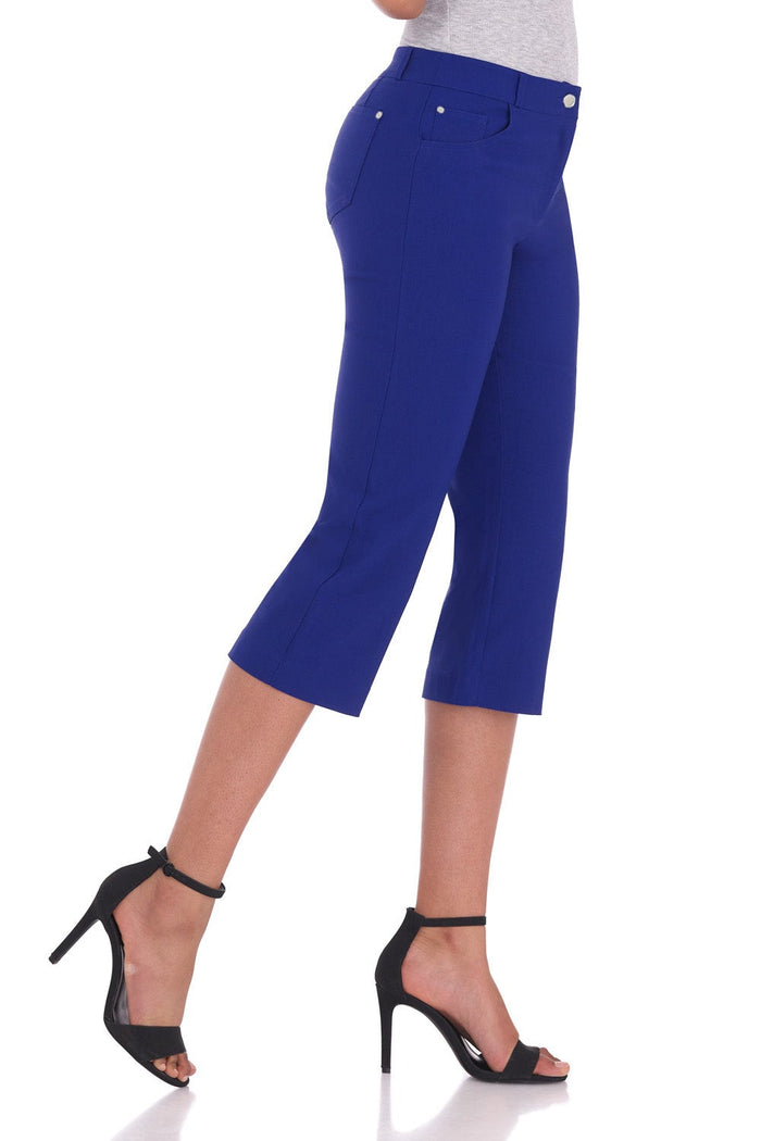 Rekucci Chic Capris With 5 Pockets And Zipper Closure Sapphire