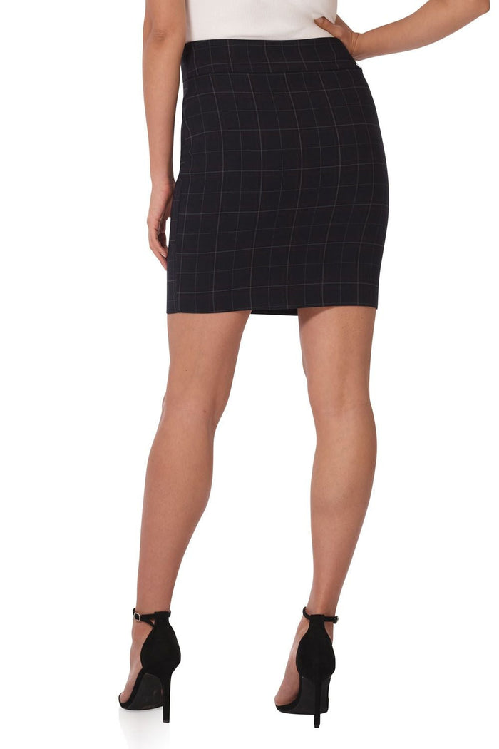 Rekucci Classic 19” Above The Knee Pencil Skirt Navy-tartan