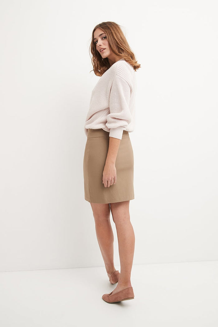 Rekucci Classic 19” Above The Knee Pencil Skirt Oatmeal