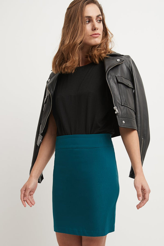 rekucci Classic 19” Above the Knee Pencil Skirt teal