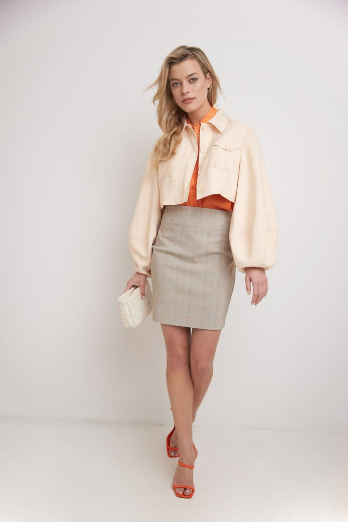 Rekucci Classic 19” Above The Knee Pencil Skirt Warm-beige-plaid