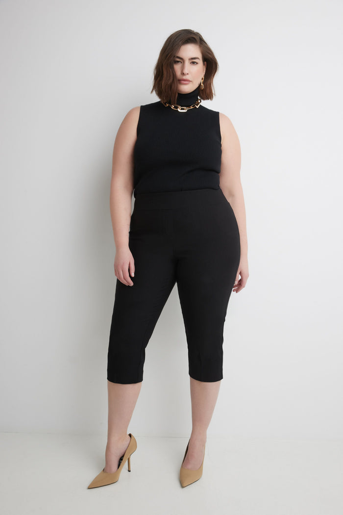 rekucci Curvy Capri with Flattering Wide Waistband black