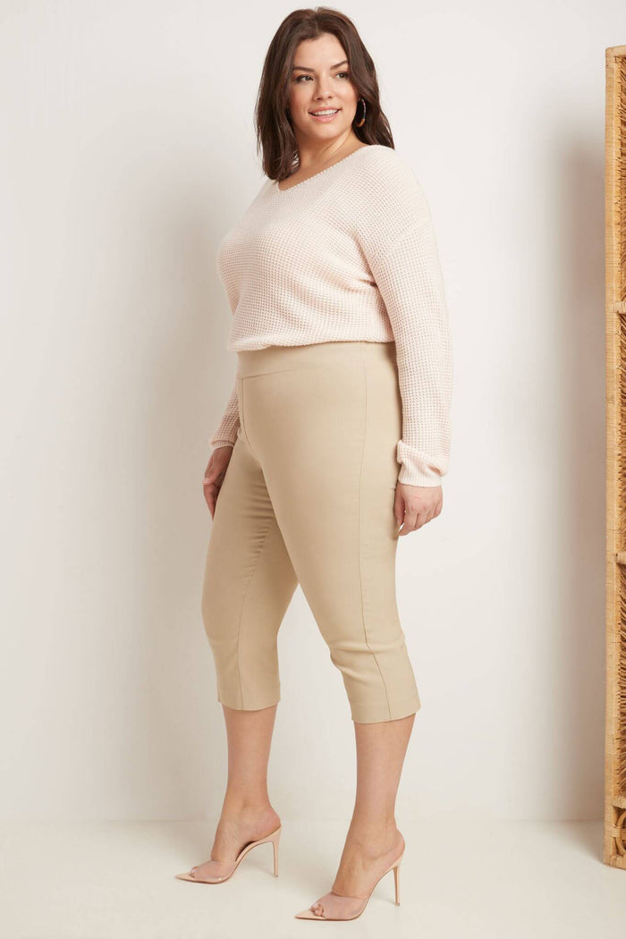 Rekucci Curvy Capri With Flattering Wide Waistband Stone