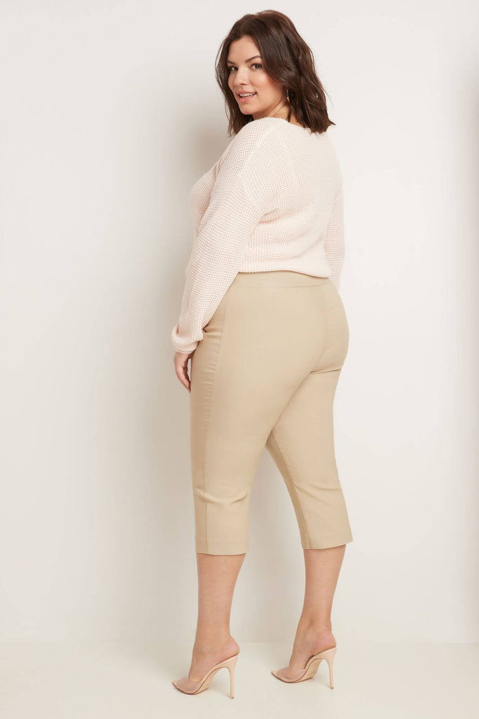 Rekucci Curvy Capri With Flattering Wide Waistband Stone