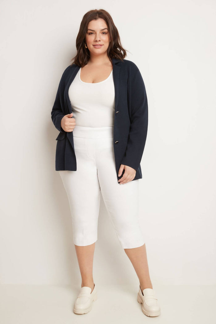 rekucci Curvy Capri with Flattering Wide Waistband white
