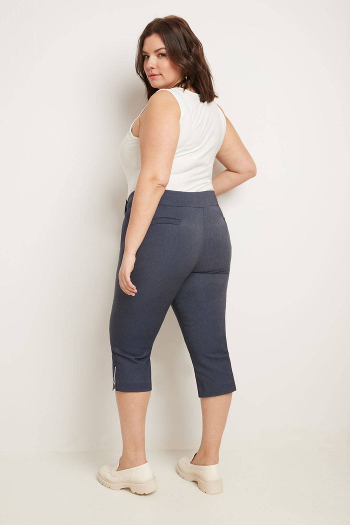 Rekucci Curvy Chic Capris With Zipper Detail At The Hem Indigo