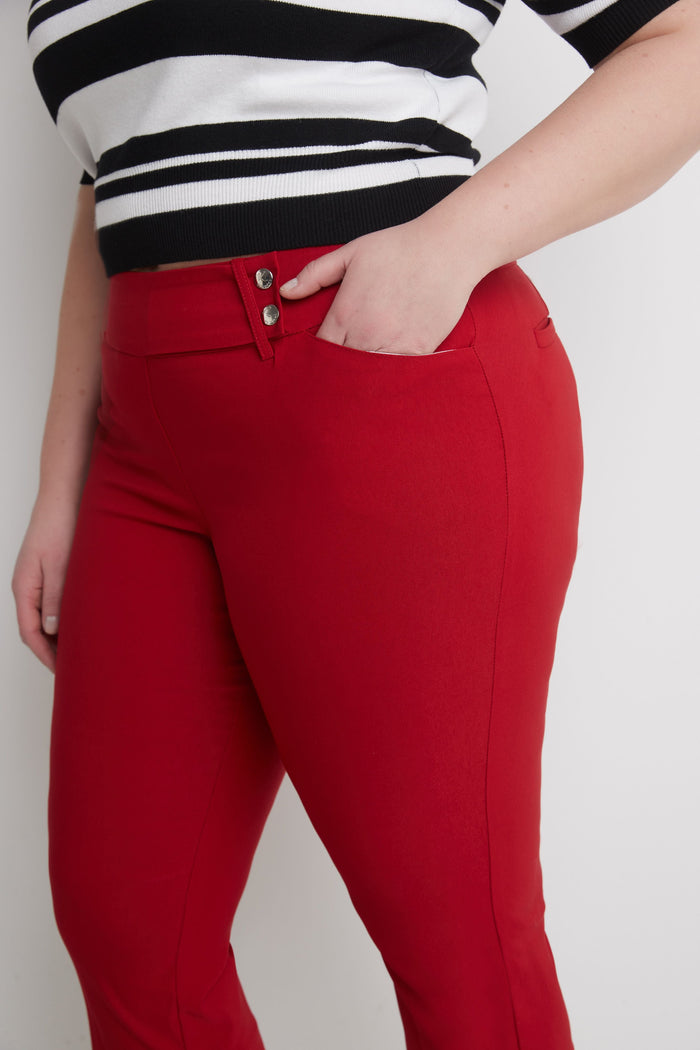 Rekucci Curvy Chic Capris With Zipper Detail At The Hem Red