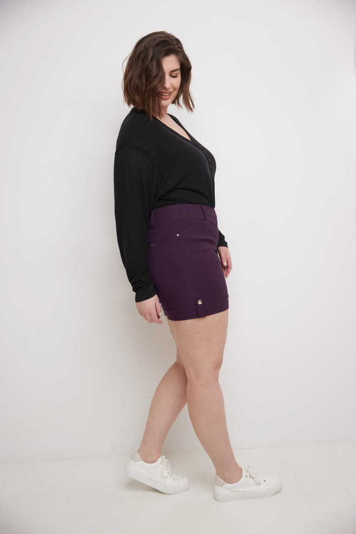Rekucci Curvy Plus Size 6” Shorts With Slimming Cuff Deep-plum