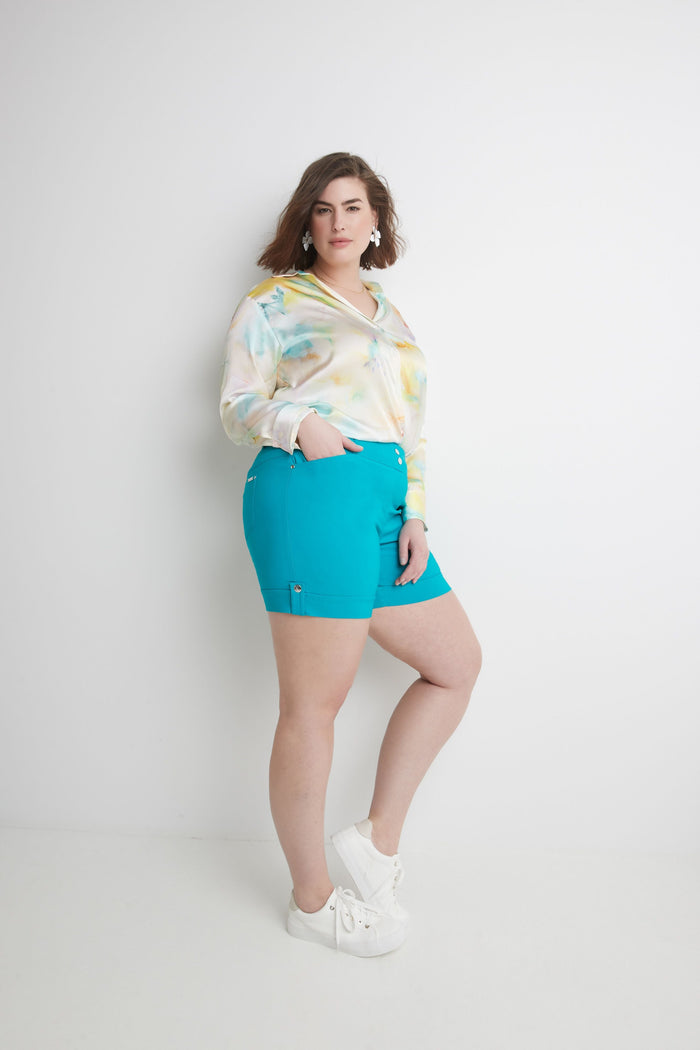 Rekucci Curvy Plus Size 6” Shorts With Slimming Cuff Jade