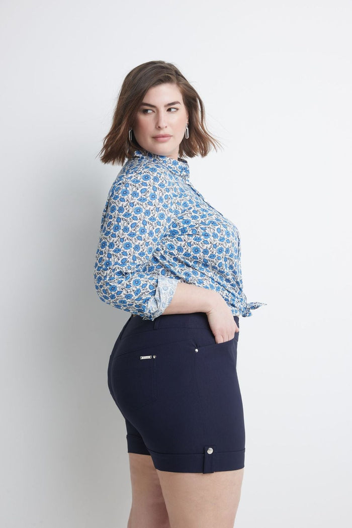 Rekucci Curvy Plus Size 6” Shorts With Slimming Cuff Navy