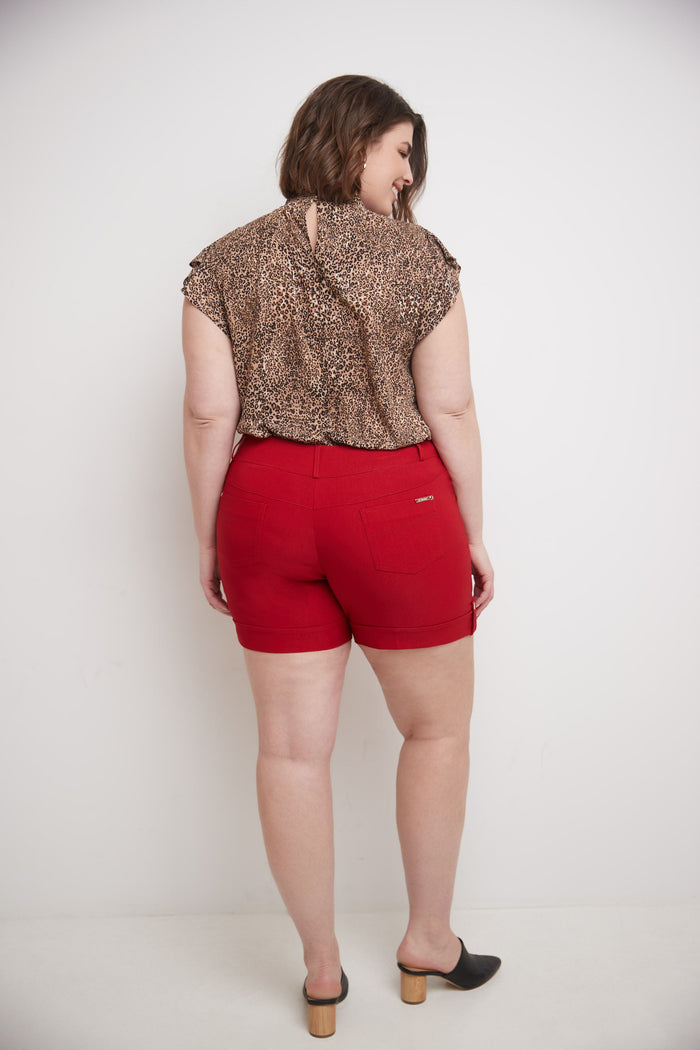 Rekucci Curvy Plus Size 6” Shorts With Slimming Cuff Red
