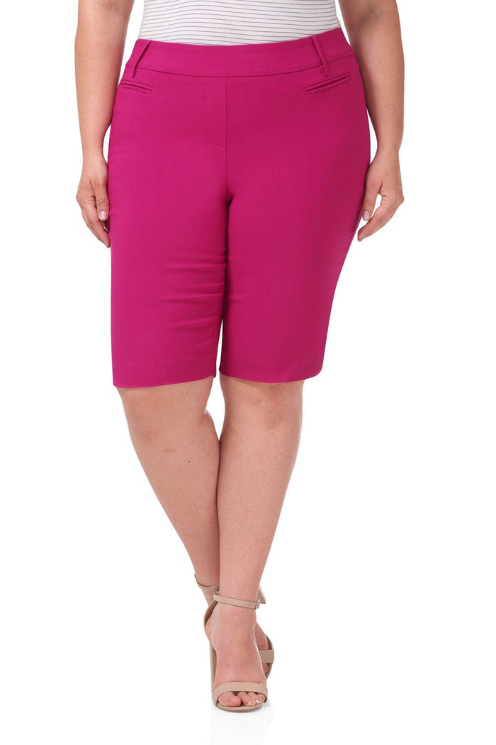 Rekucci Curvy Pull-on 12” City Shorts With Tummy Control Fuchsia