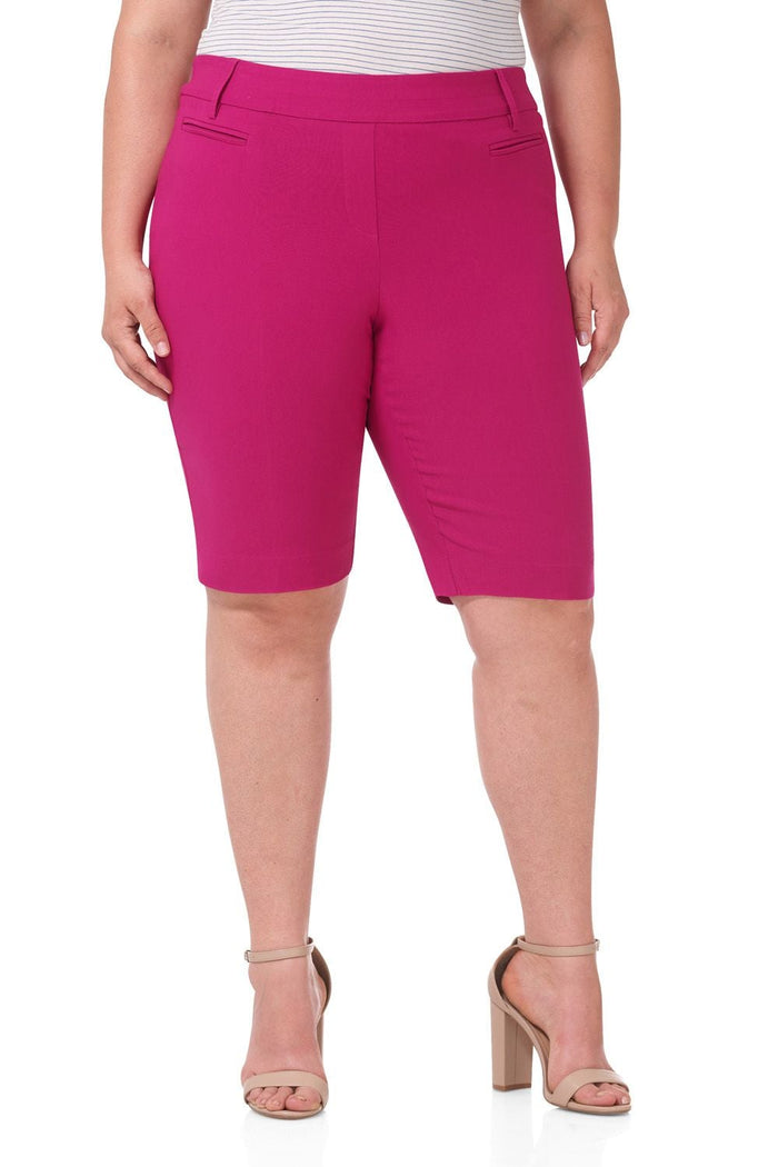 Rekucci Curvy Pull-on 12” City Shorts With Tummy Control Fuchsia