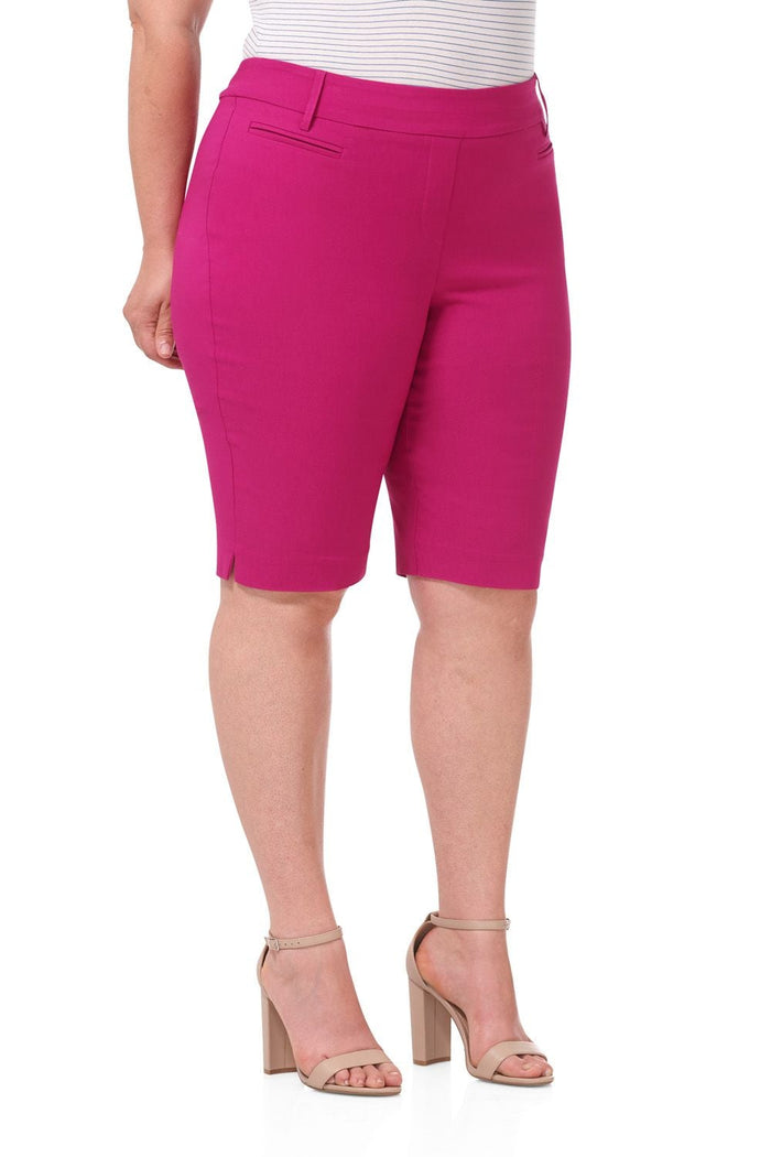 rekucci Curvy Pull-on 12” City Shorts with Tummy Control fuchsia