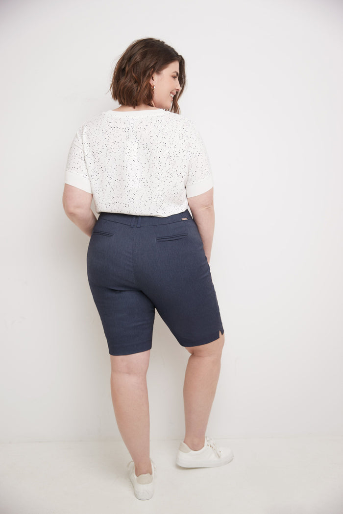 Rekucci Curvy Pull-on 12” City Shorts With Tummy Control Indigo