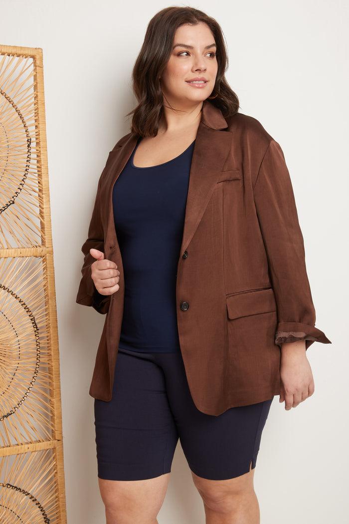 rekucci Curvy Pull-on 12” City Shorts with Tummy Control navy