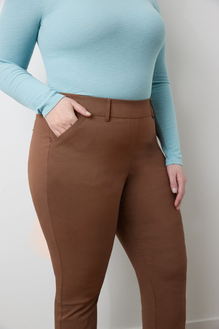 rekucci Curvy Pull-on Barely Bootcut Classic Pants chestnut