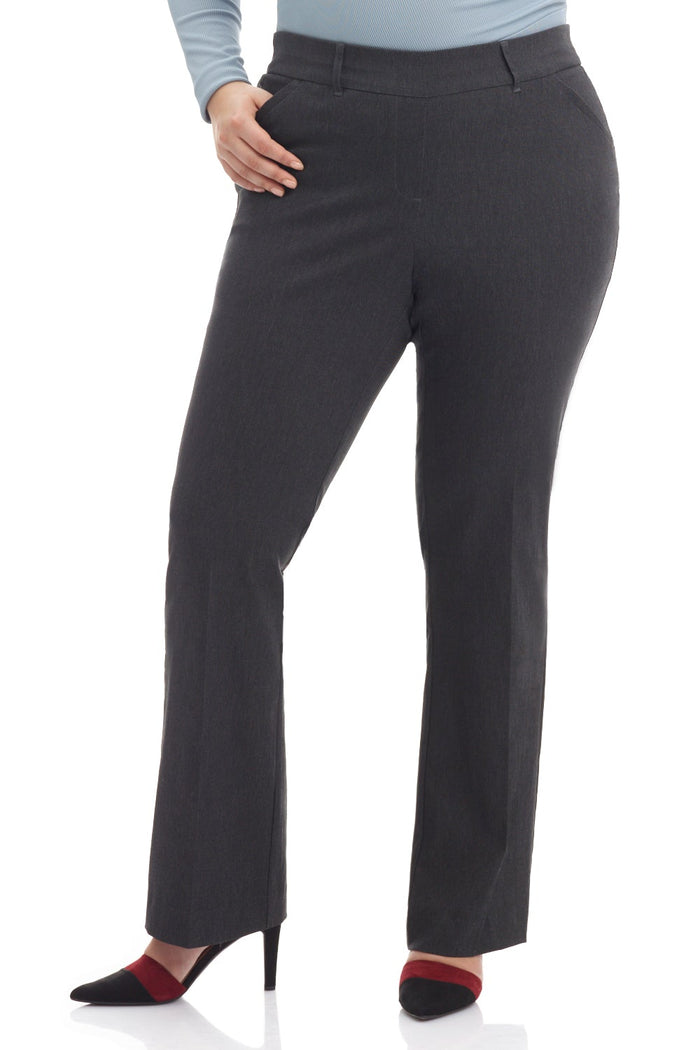 rekucci Curvy Pull-on Barely Bootcut Classic Pants dk-charcoal