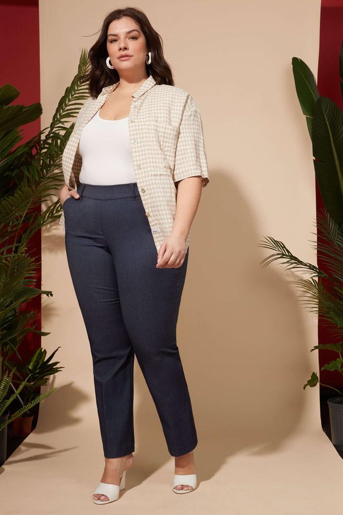 rekucci Curvy Pull-on Barely Bootcut Classic Pants indigo