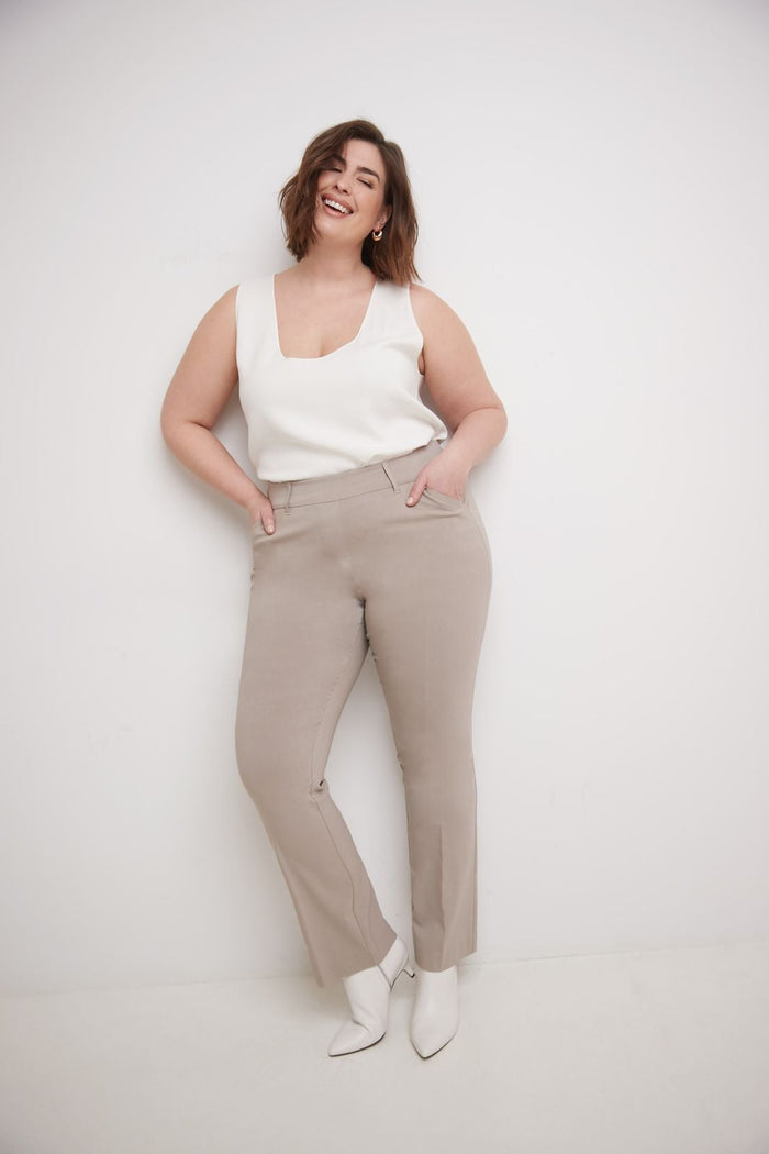 Rekucci Curvy Pull-on Barely Bootcut Classic Pants Khaki