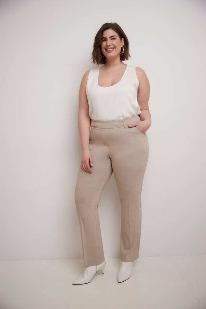 Rekucci Curvy Pull-on Barely Bootcut Classic Pants Stone