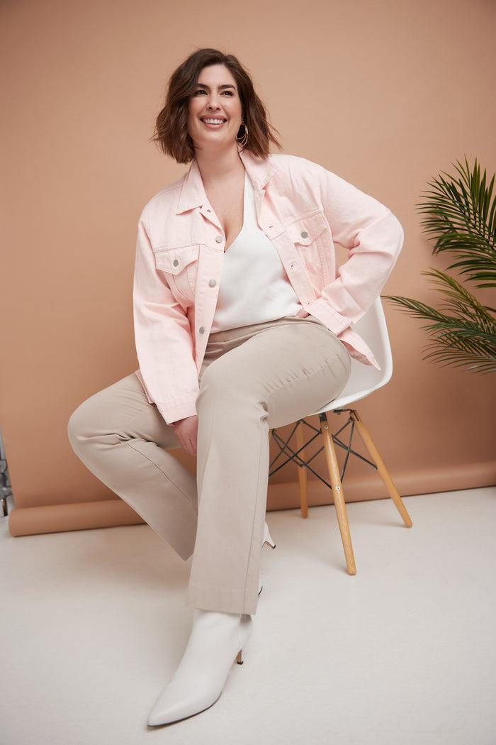 rekucci Curvy Pull-on Barely Bootcut Classic Pants stone