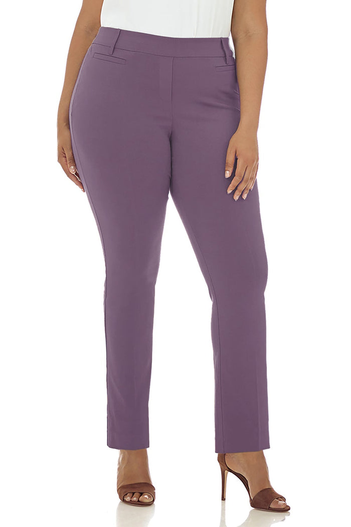 rekucci Curvy Pull-on Tummy Control Pants with Real Pockets mauve